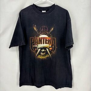 Vintage Pantera Skull T-Shirt XL Metal Band Tee Alstyle Fangs Logo Black Rock